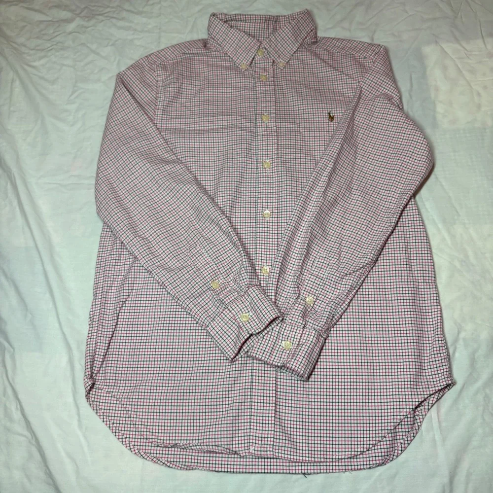 Ralph Lauren Boys‎ Pink Black White Plaid Button Down Shirt L 14-16 y323515973